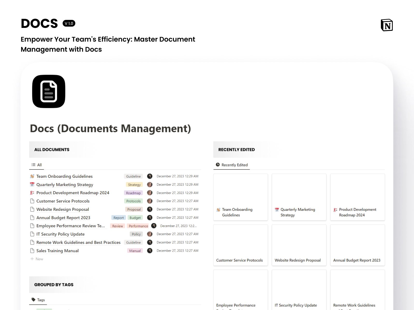 Notion Docs - Free Notion Document Management