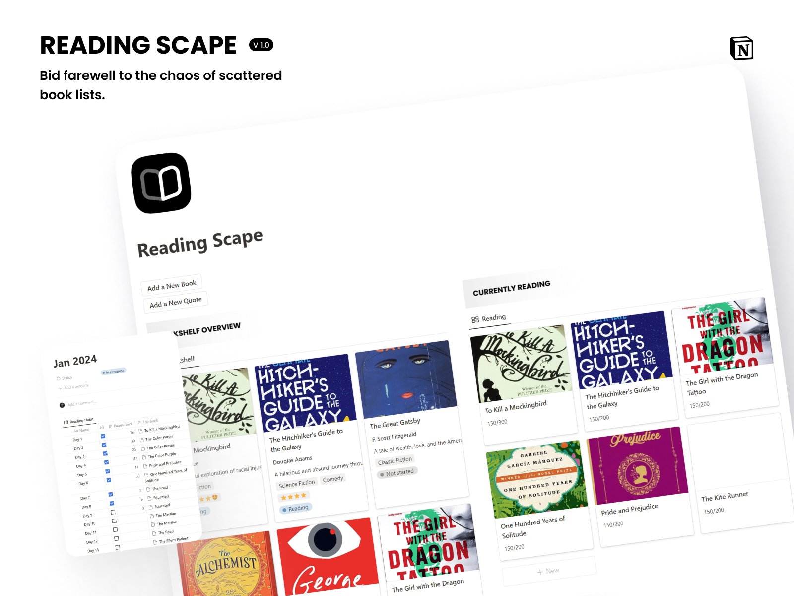 ReadingScape - Free Notion Reading List, Reading Habit & Book Tracker Template