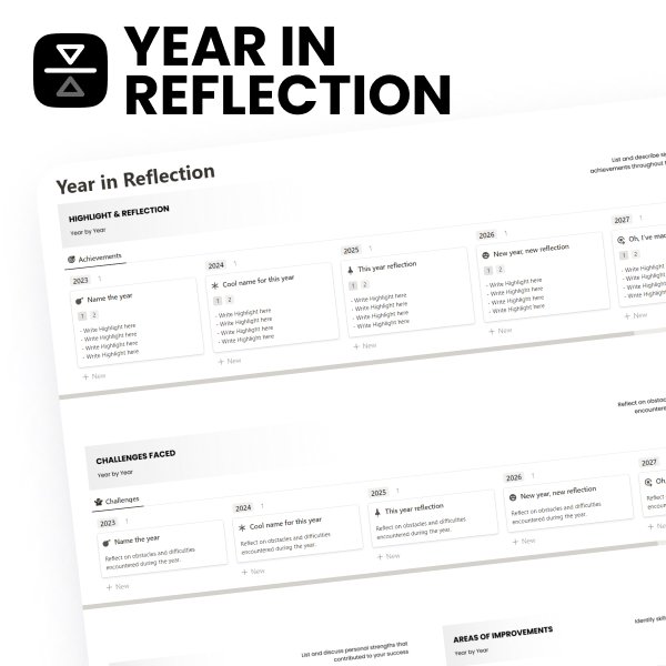 Free Notion Year in Reflection (Yearly Review)