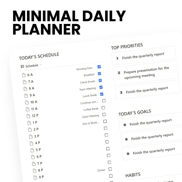 Free Notion Minimal Daily Planner