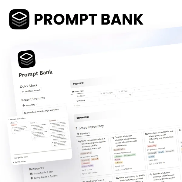 Notion Prompt Bank - Free Notion AI Prompt Organizer Template