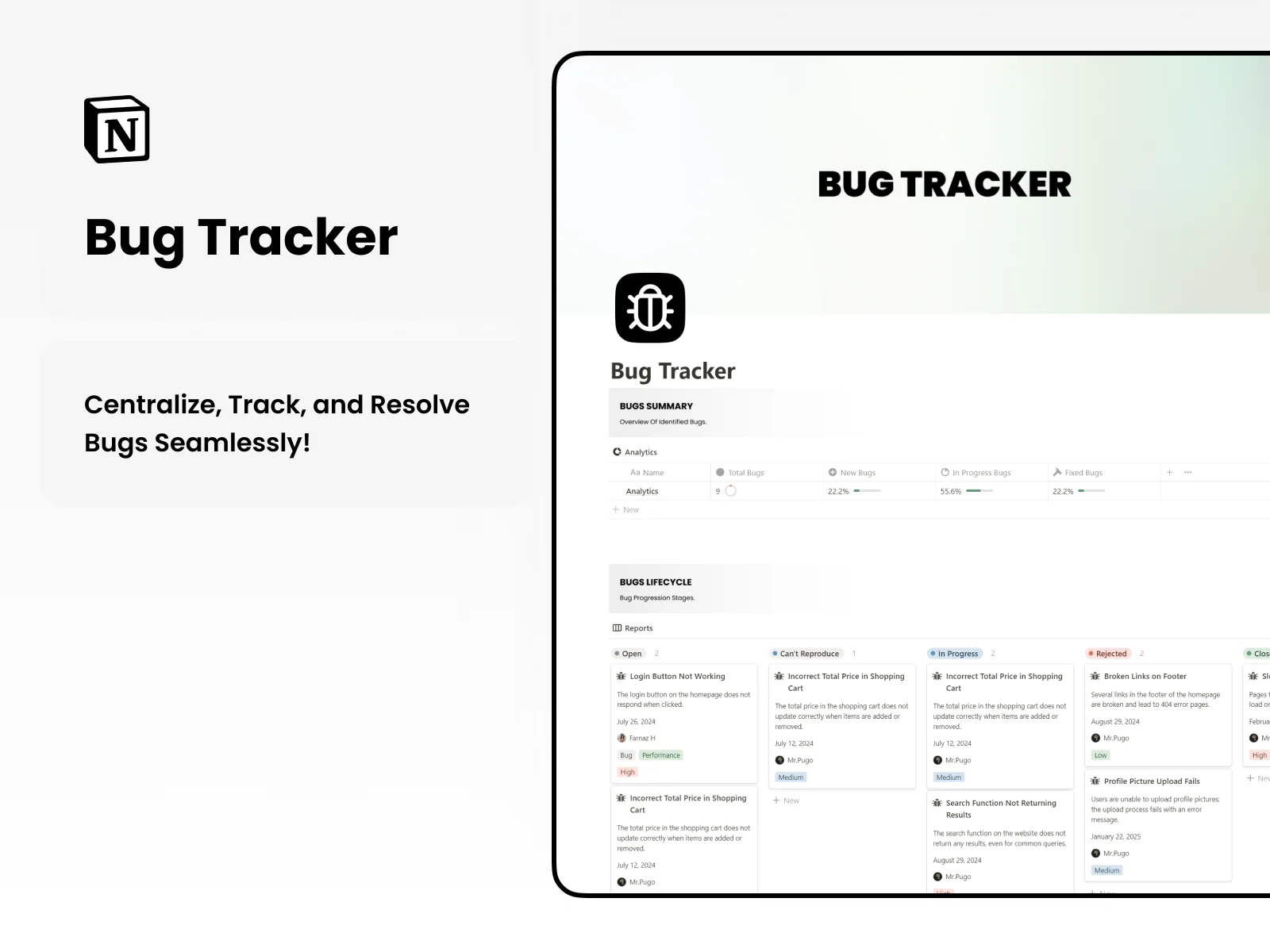 Free Notion Bug Tracking Template