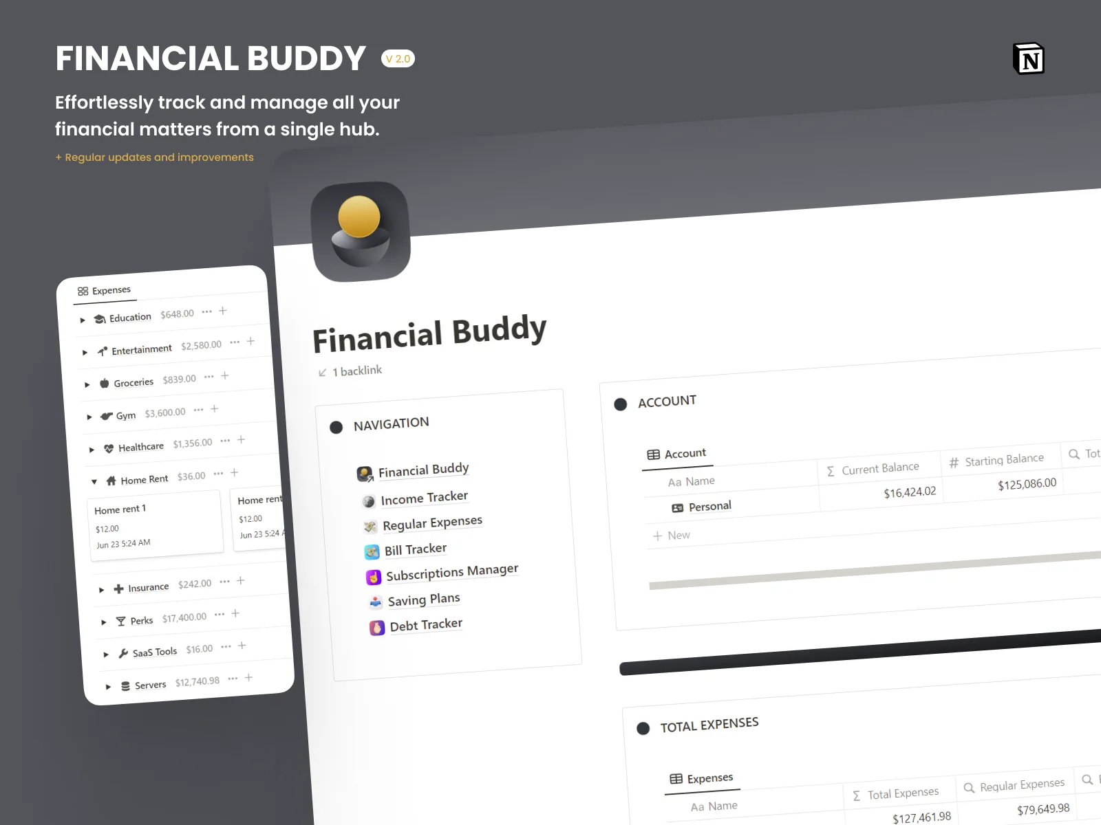 Best Notion Finance Tracker Template - Financial Buddy for Notion