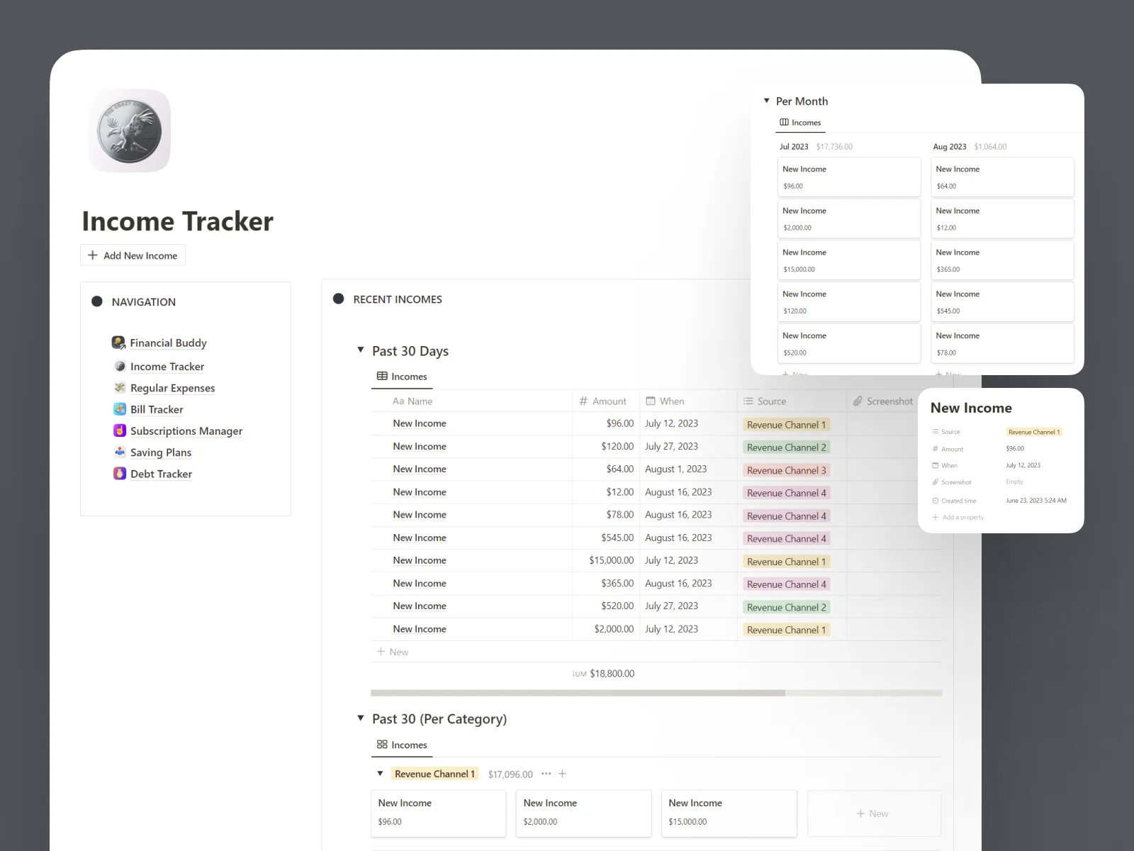 Notion Income Tracker Dashboard