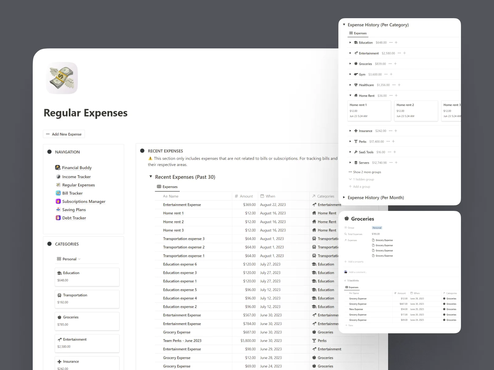 Notion Expense Tracker Dashboard