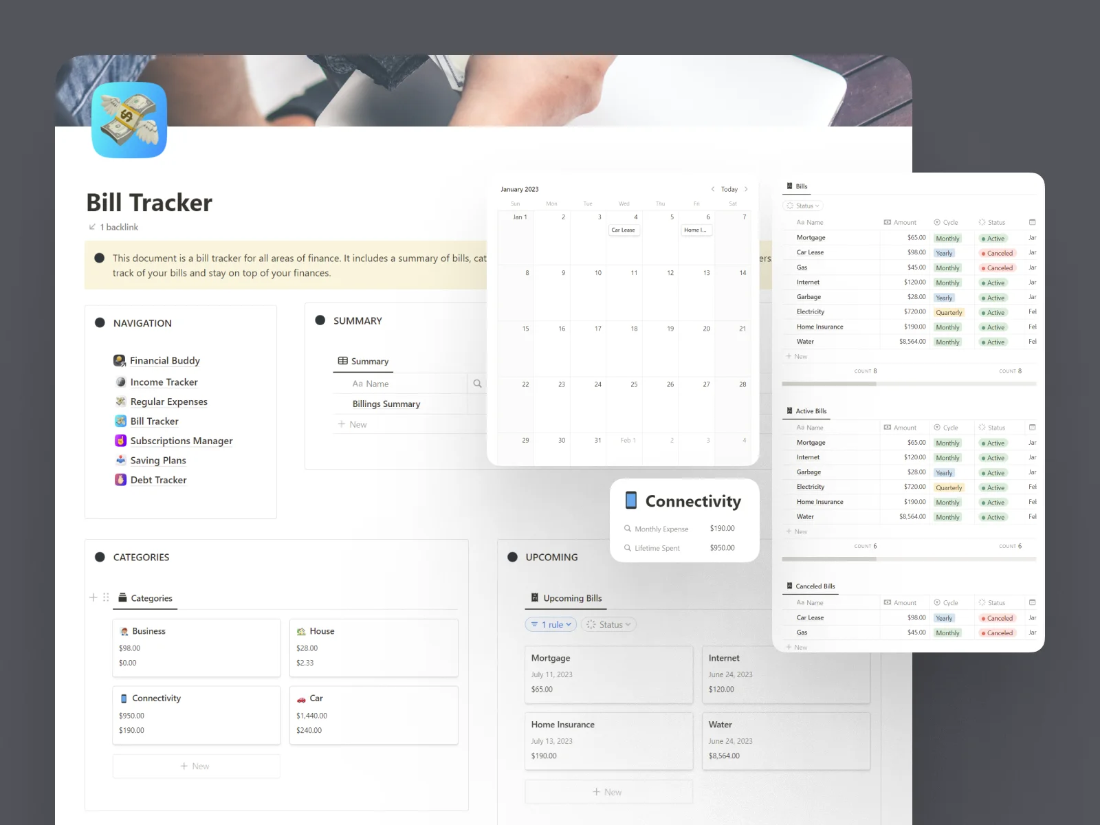 Notion Bill Tracker Dashboard