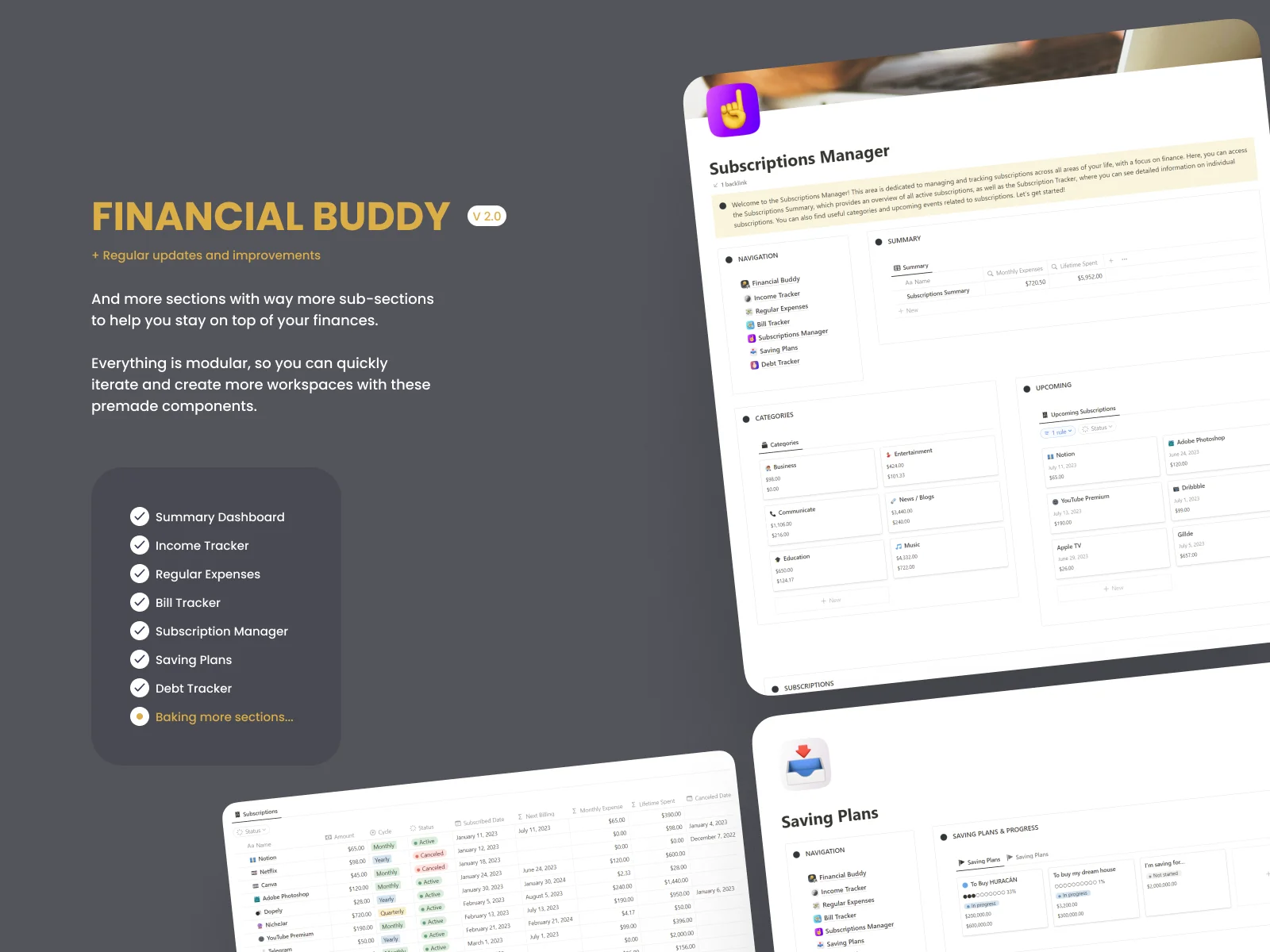 Complete Notion Finance Tracker, Saving Planner and more