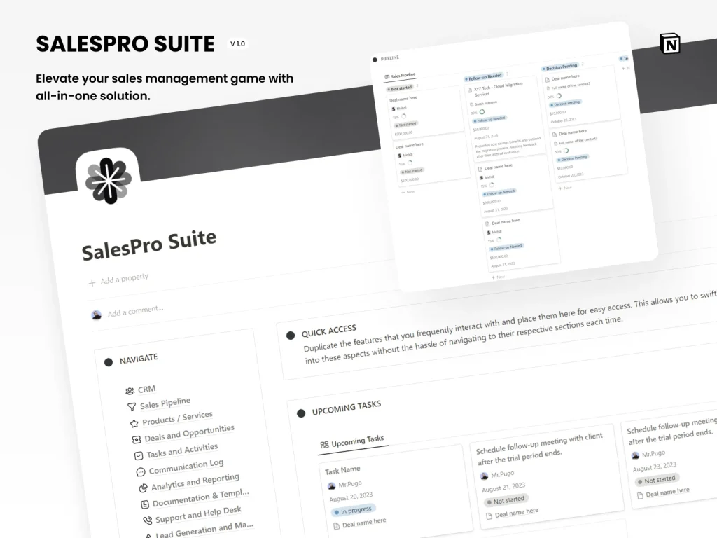 SalesPro Suite - The Ultimate Notion Sales Management Dashboard