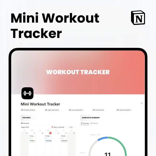 Free Mini Workout Tracker and Visualizer for Notion