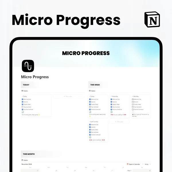 Micro Progress - Quick Notion Habit Tracker