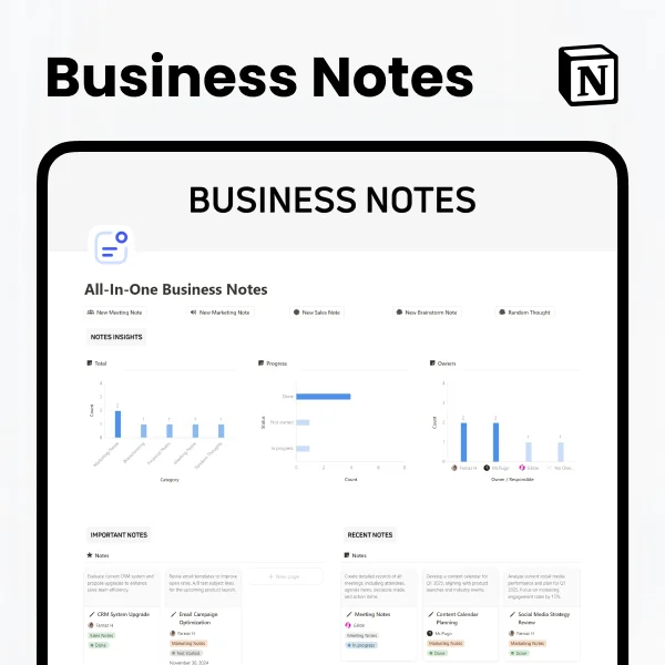 All-In-One Business Notes Notion Template