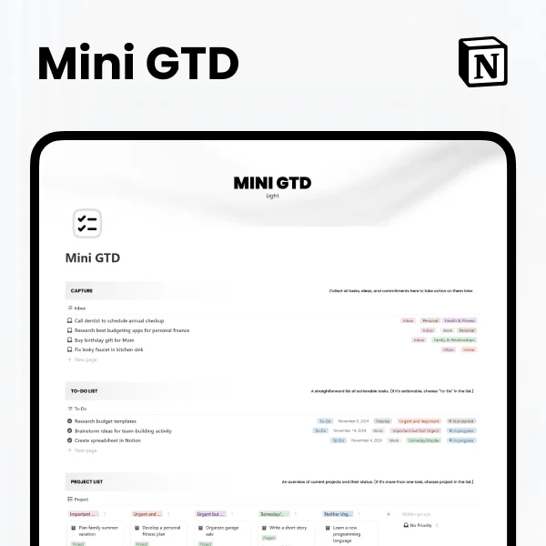 Free GTD Template for Notion