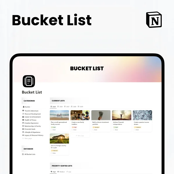 Free Bucket List Template for Notion