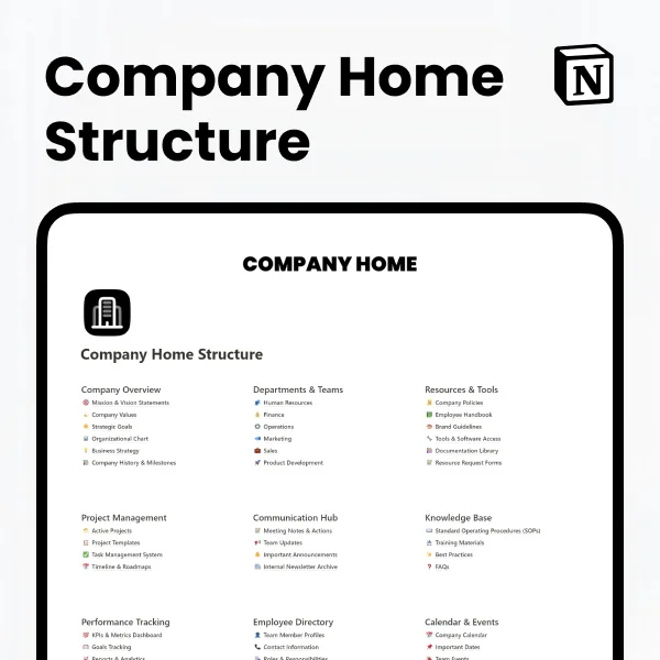 Free Company Home Structure Template for Notion