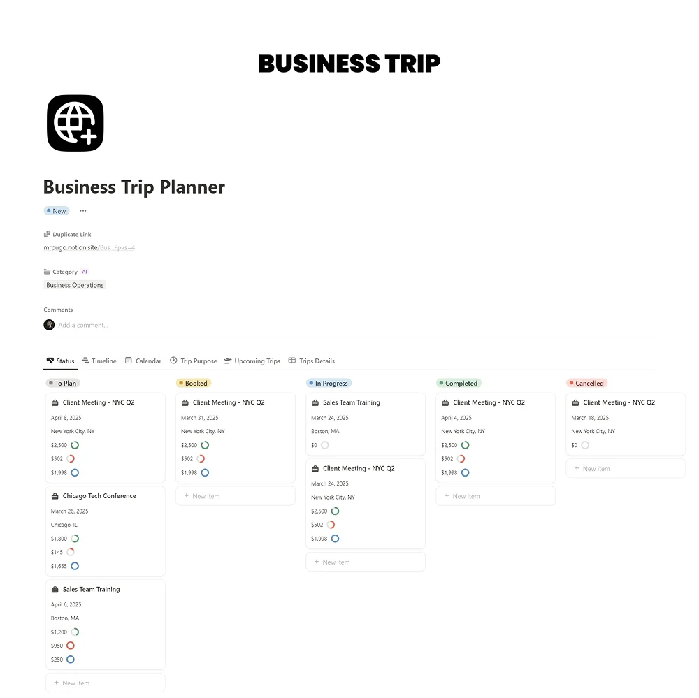 Business Trip Planner