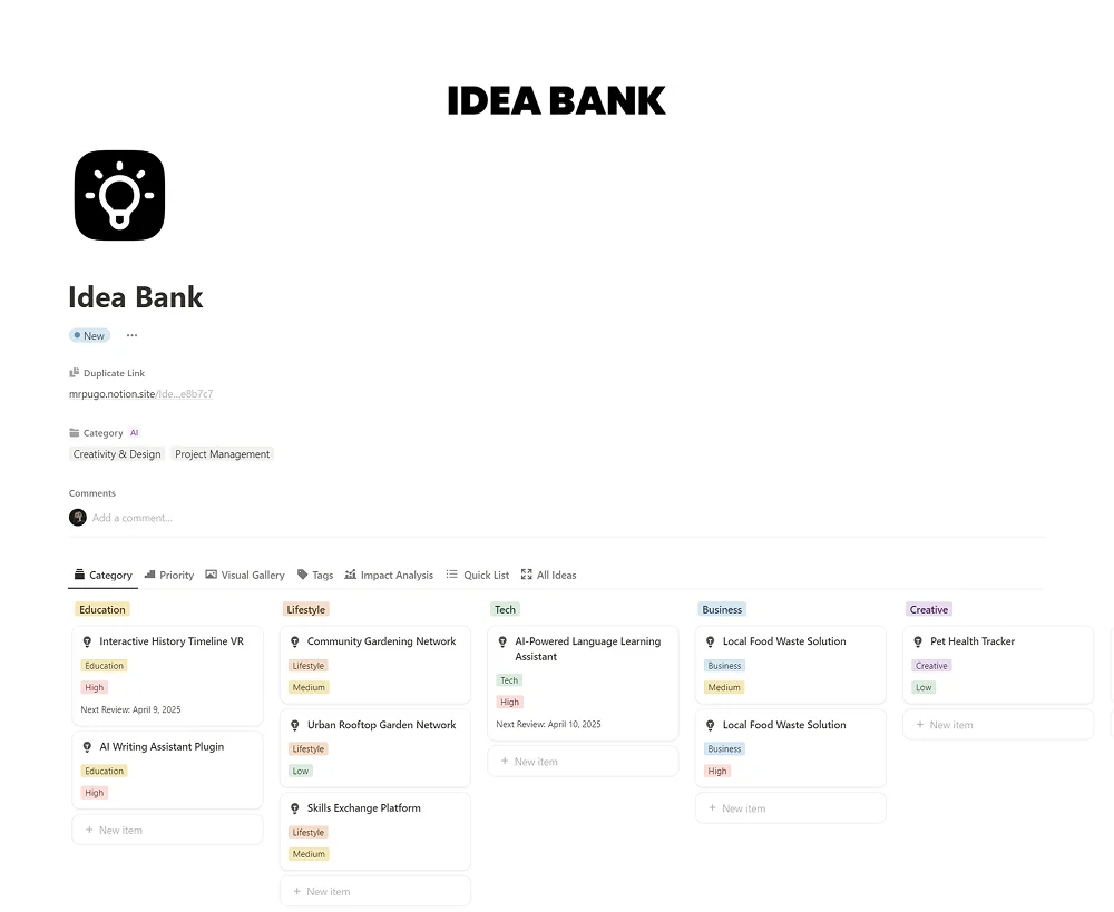 Idea Bank