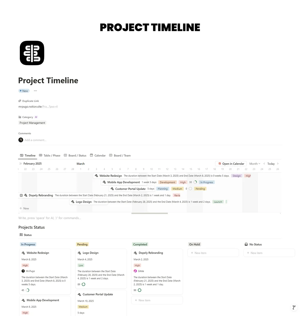 Project Timeline