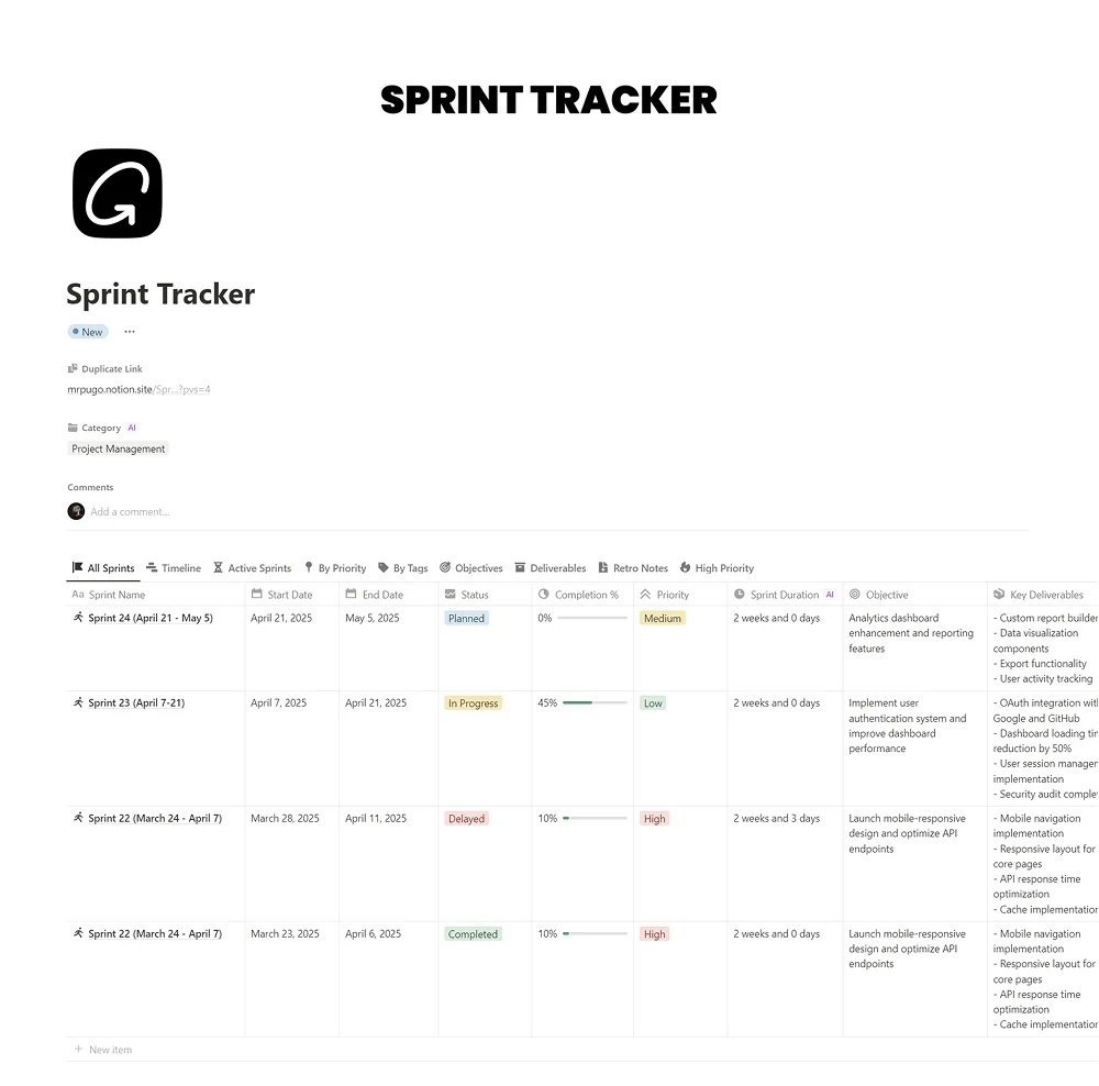 Sprint Tracker