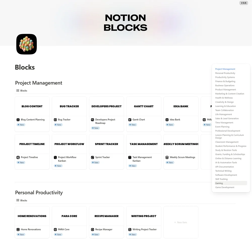 Modular Notion Components — Build Your Workspace, Your Way - V 0.5