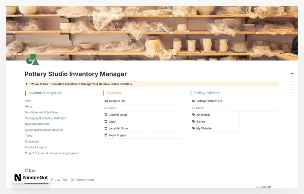 Pottery Studio Inventory Manager