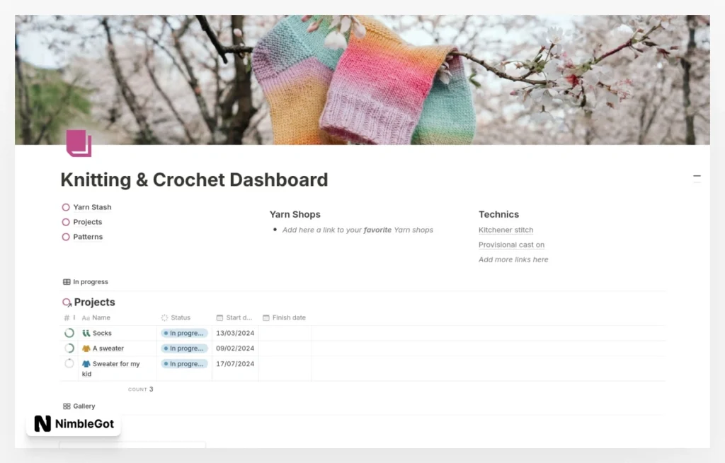 Knitting & Crochet Dashboard