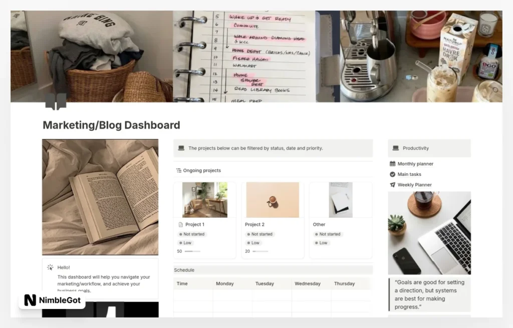 Marketing/Blog Dasboard
