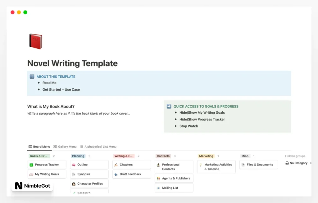 Advanced Novel Writing Template