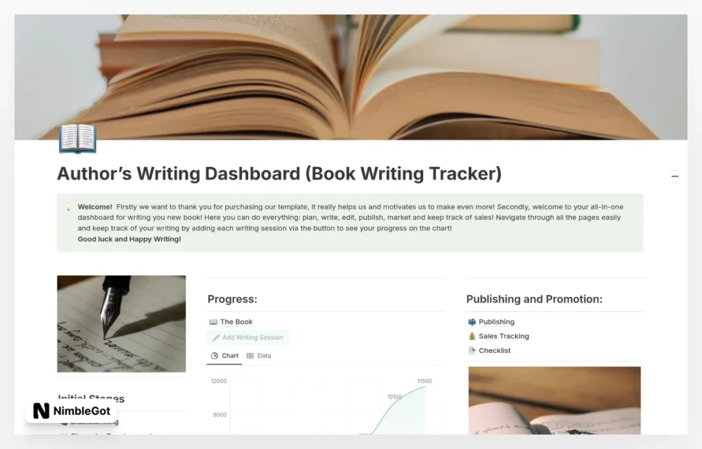 Author's Writing Dashboard - Book Writing -