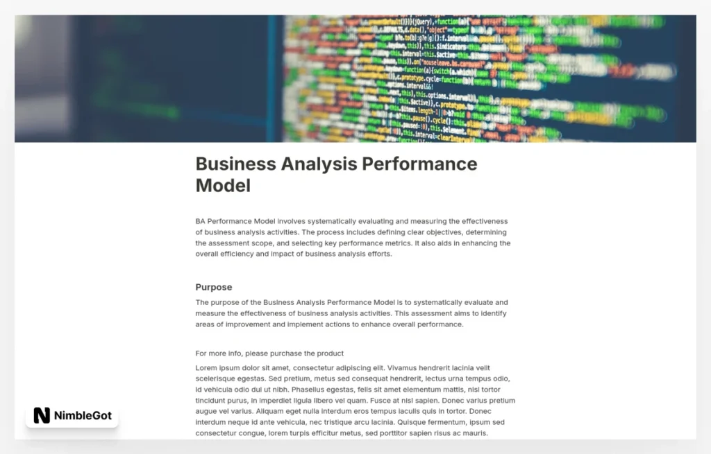 Business Analysis Performance Model