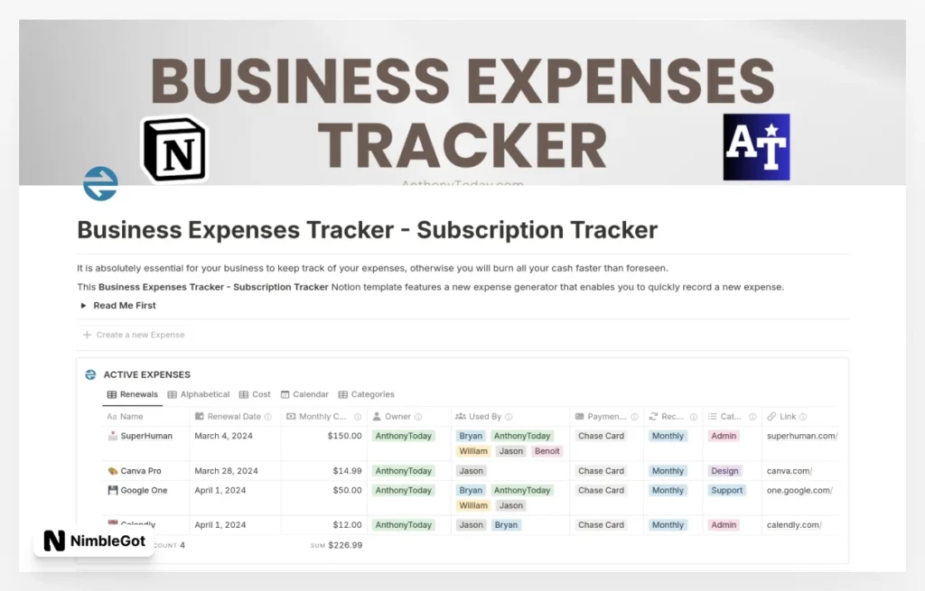 Business Expenses Tracker