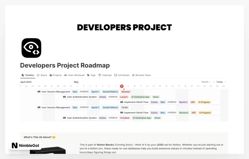 Developers Project Roadmap