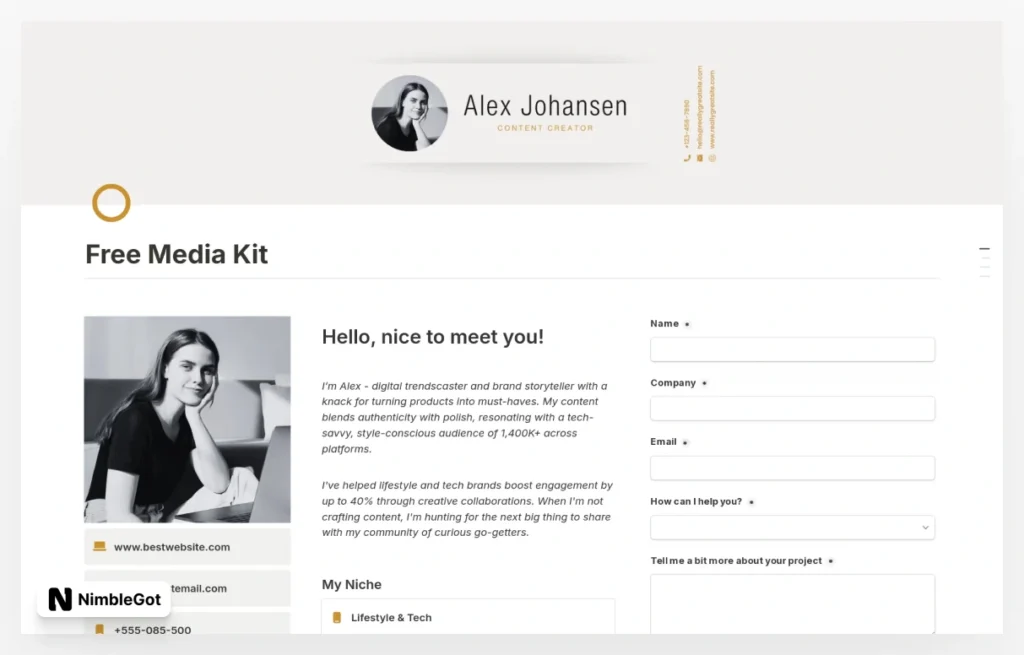 Content Creator Media Kit