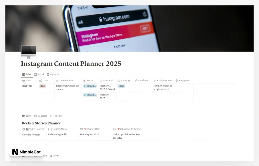 Instagram Content Planner 2025