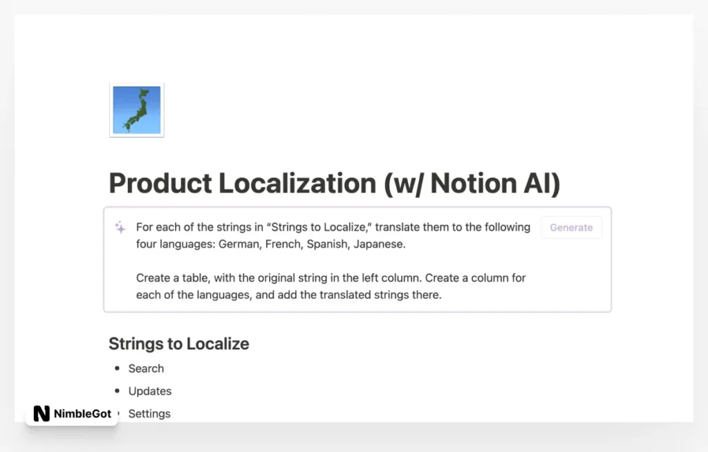 Product Localization (w/ Notion AI)