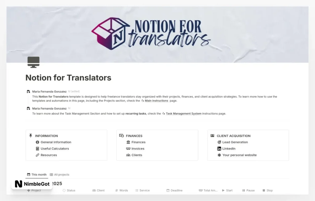 Translator's Dashboard