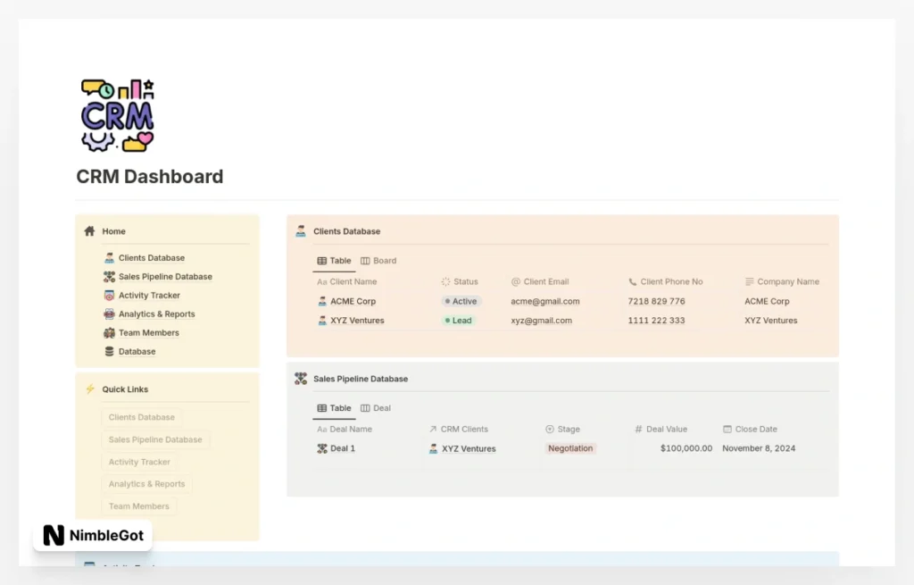 CRM Dashboard