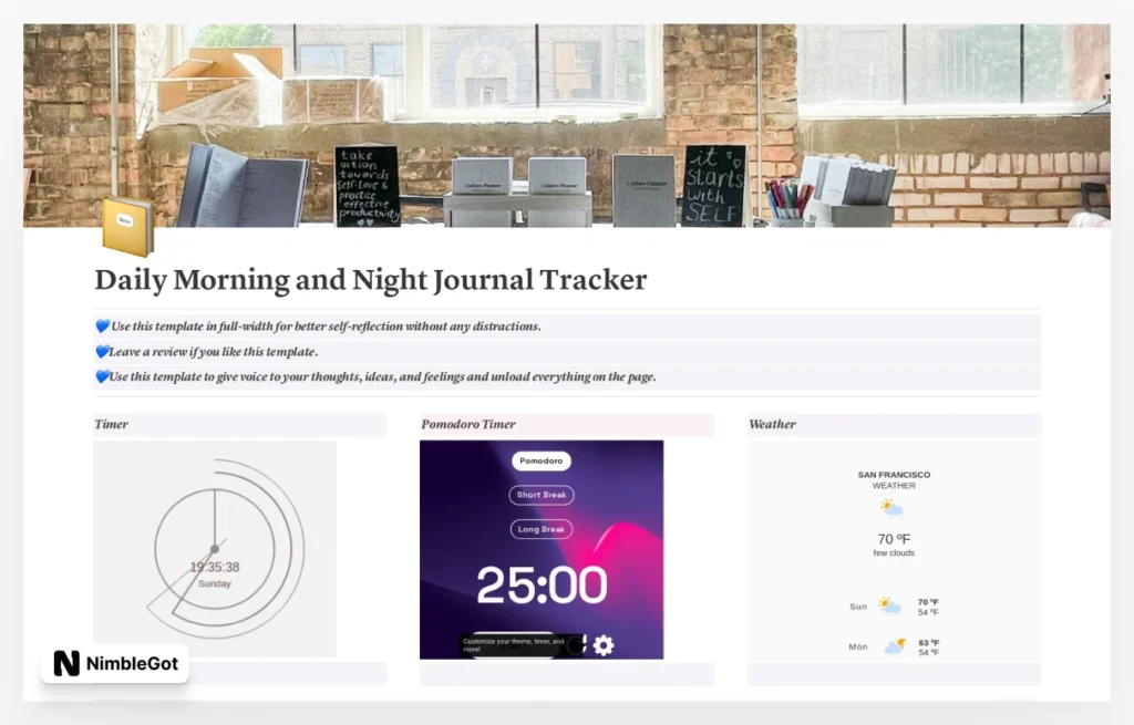 Daily Morning and Night Journal Tracker