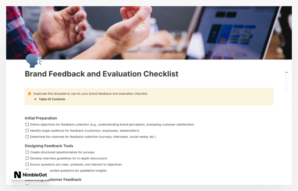 Brand Feedback and Evaluation Checklist