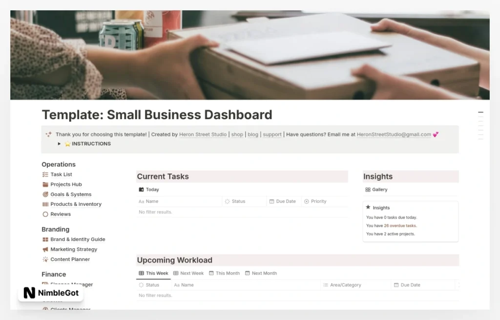 Small Business Dashboard: Marketing, Products, CRM