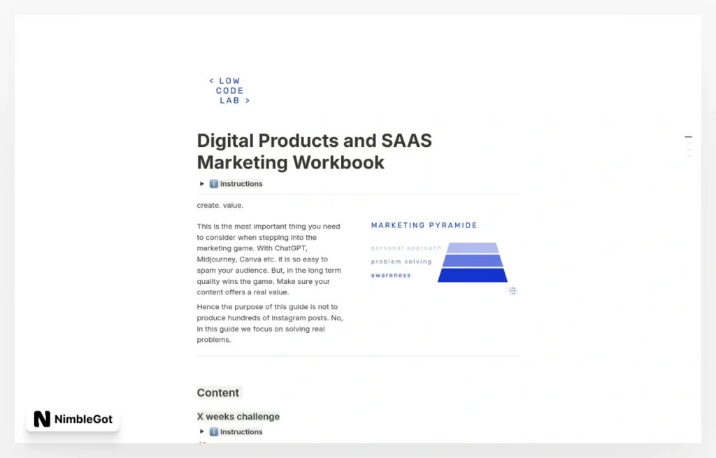 Digital Products and SAAS Marketing Workbook