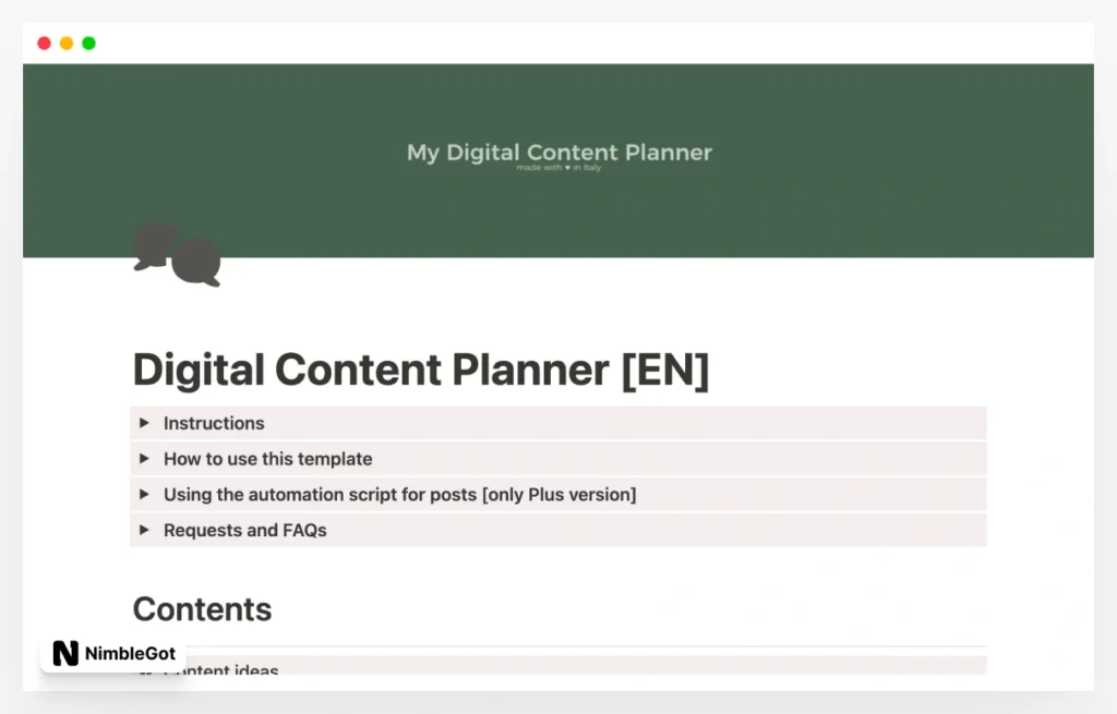 Digital Content Planner