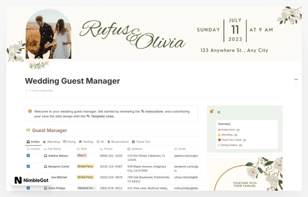 Wedding Attendance Manager Ceremony Guest RSVP