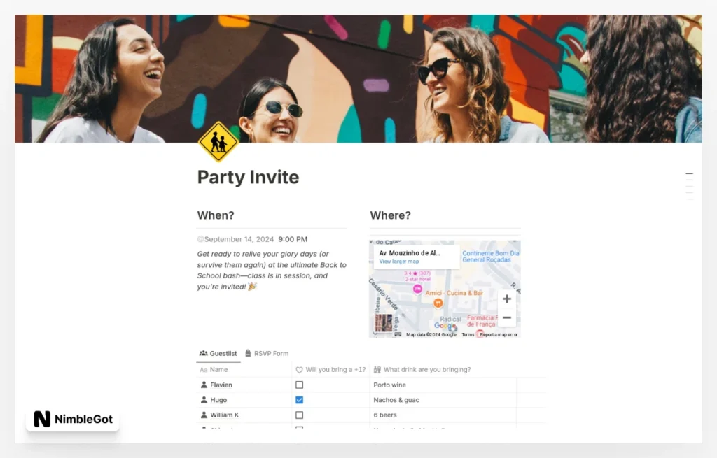 Party invite with RSVP