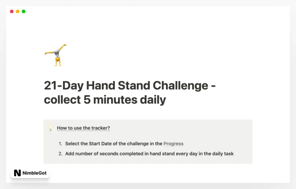 21 Days: 5 Minutes Hand Stand Challenge