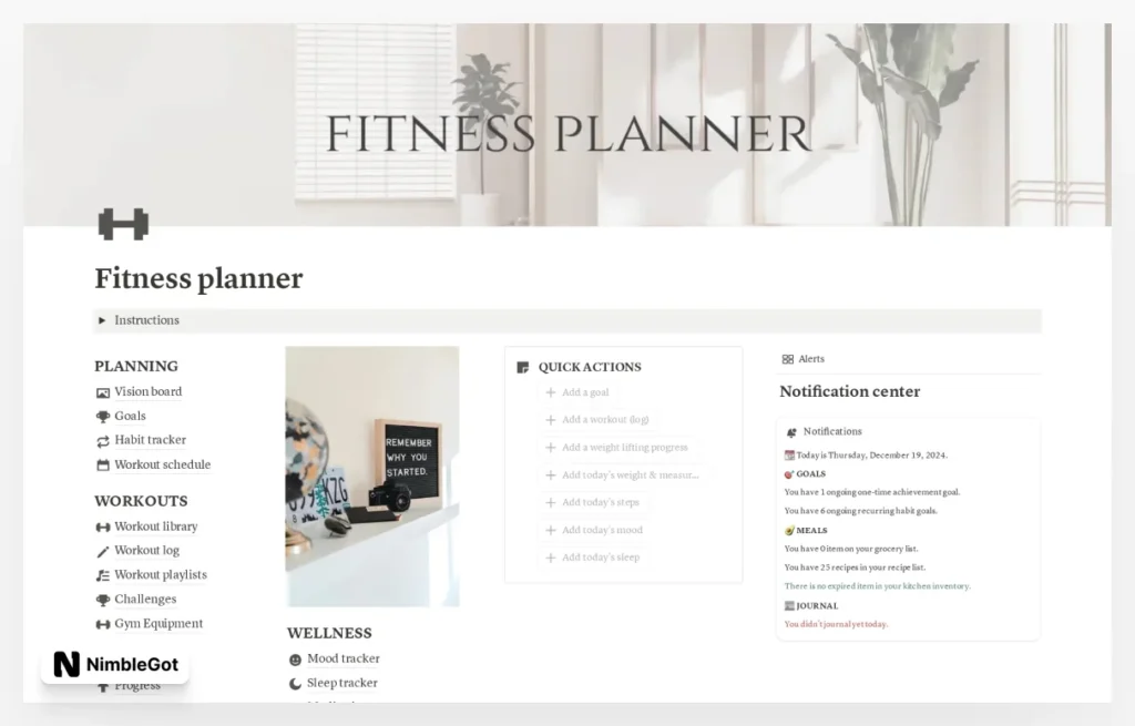 Fitness planner