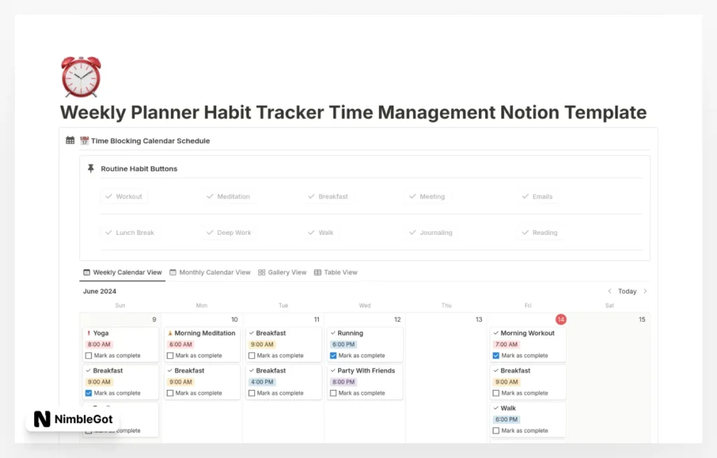 Weekly Planner Habit Tracker Time Management