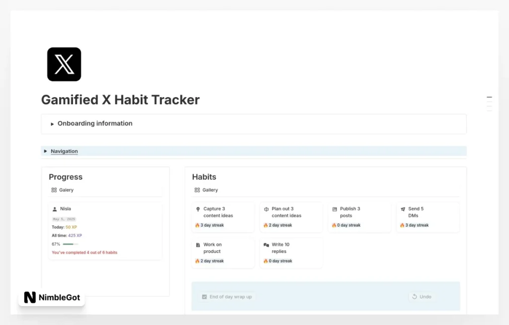 Gamified X Habit Tracker