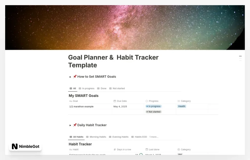 Goal Planner, Habit Tracker