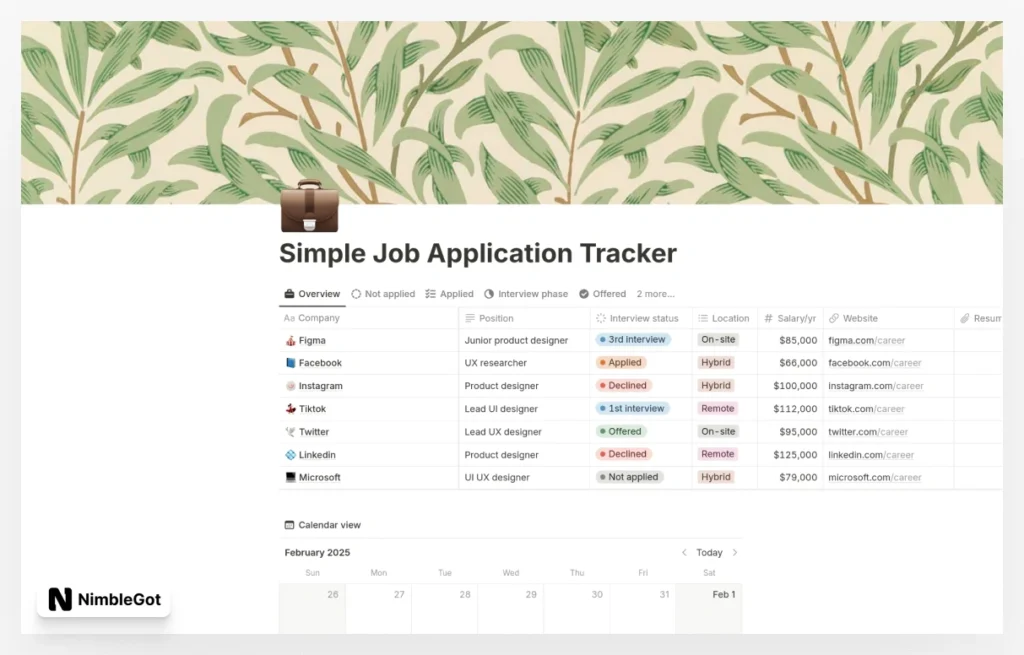 Simple and Easy Job Application Tracker