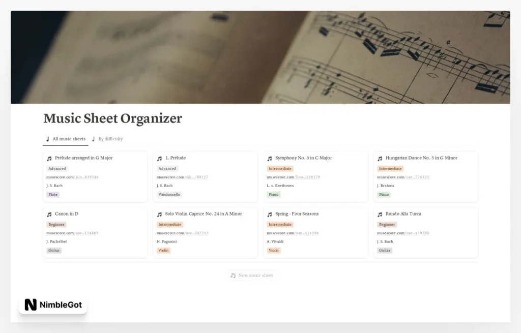 Music Sheet Organizer